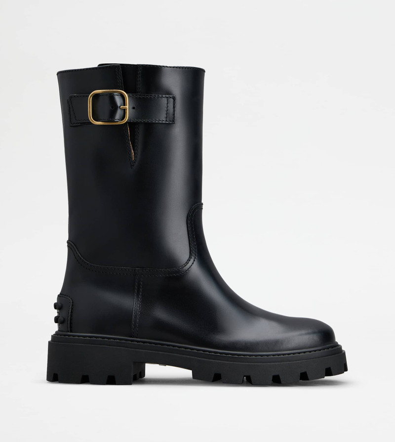 BIKER BOOTS IN LEATHER - BLACK - 1