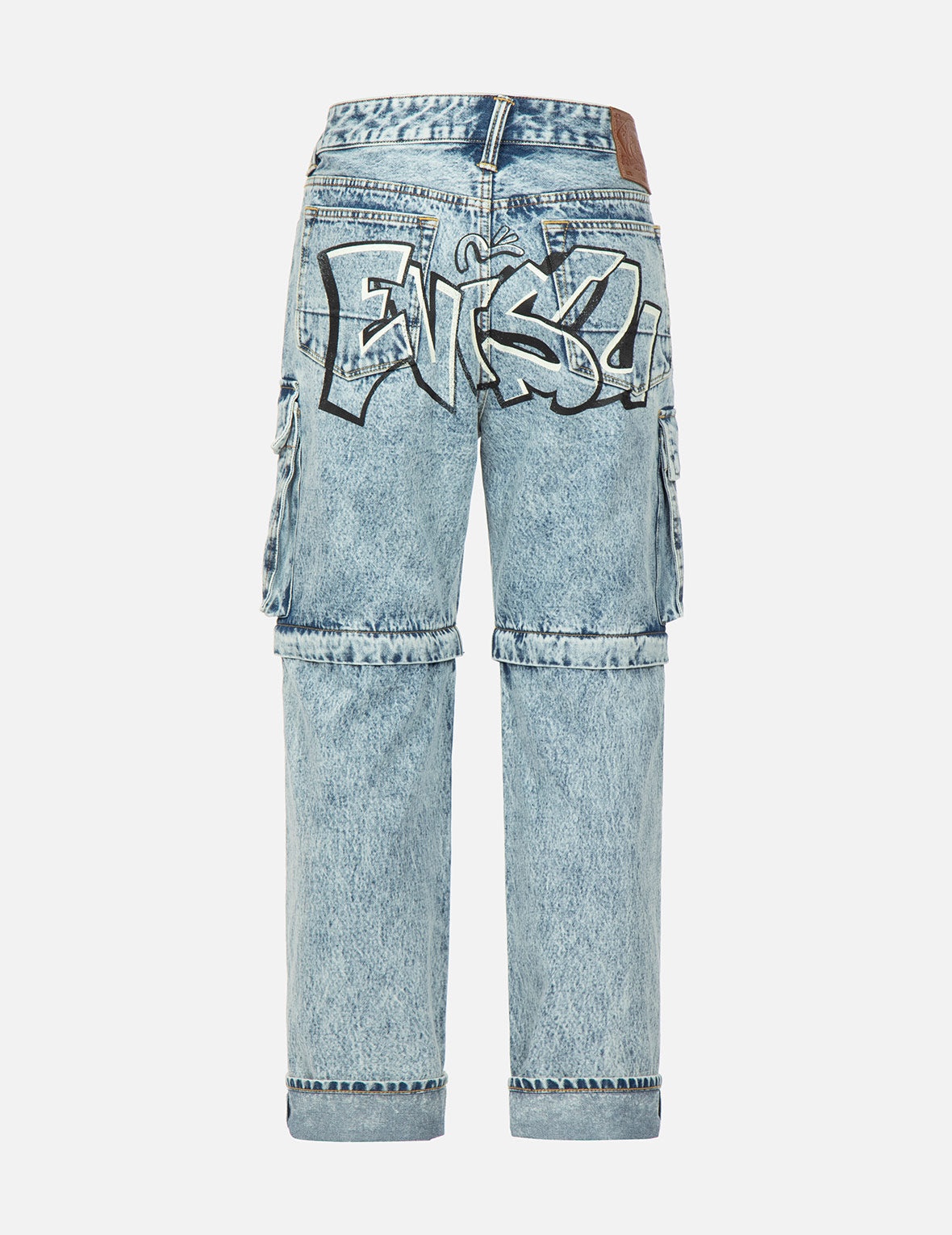Graffiti Logo Detachable Wide-Leg Denim Jeans - 1