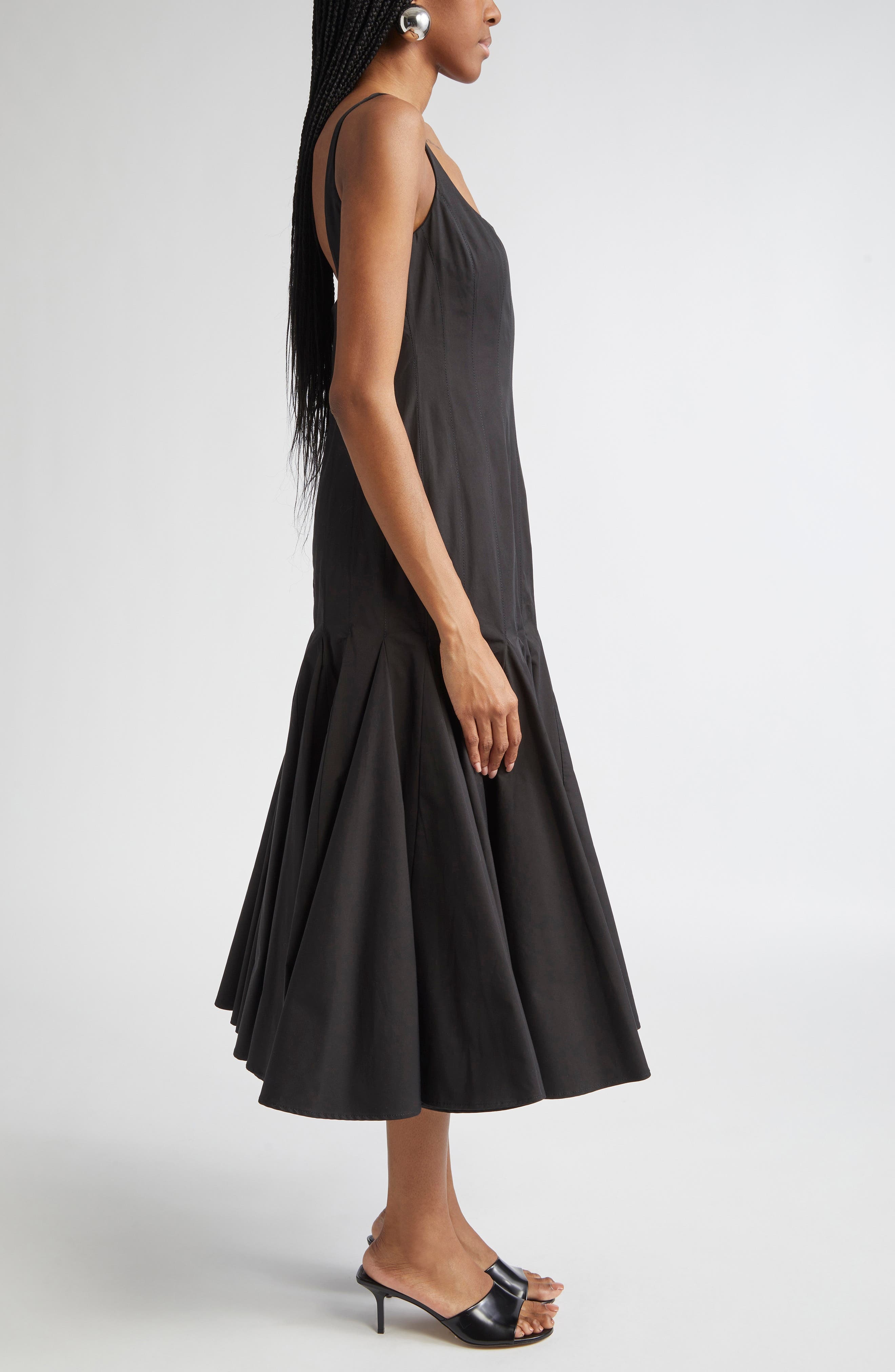 Jacquemus La Robe Agave Drop Waist Cotton Poplin Midi Dress in Black at Nordstrom - 3