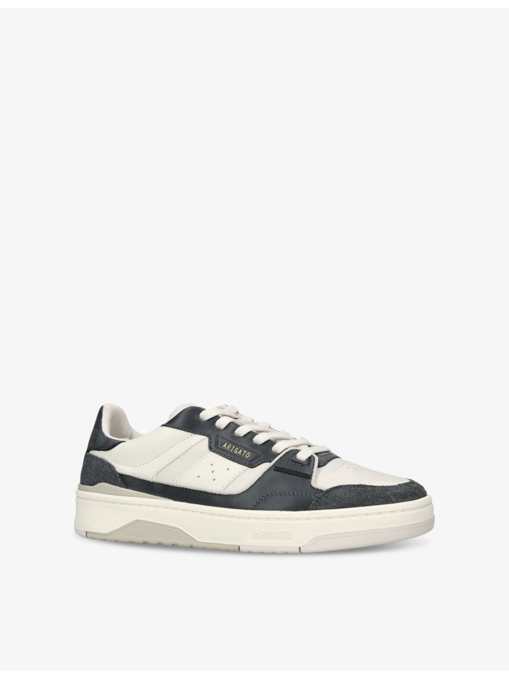 Clay foiled-logo leather and suede low-top trainers - 3