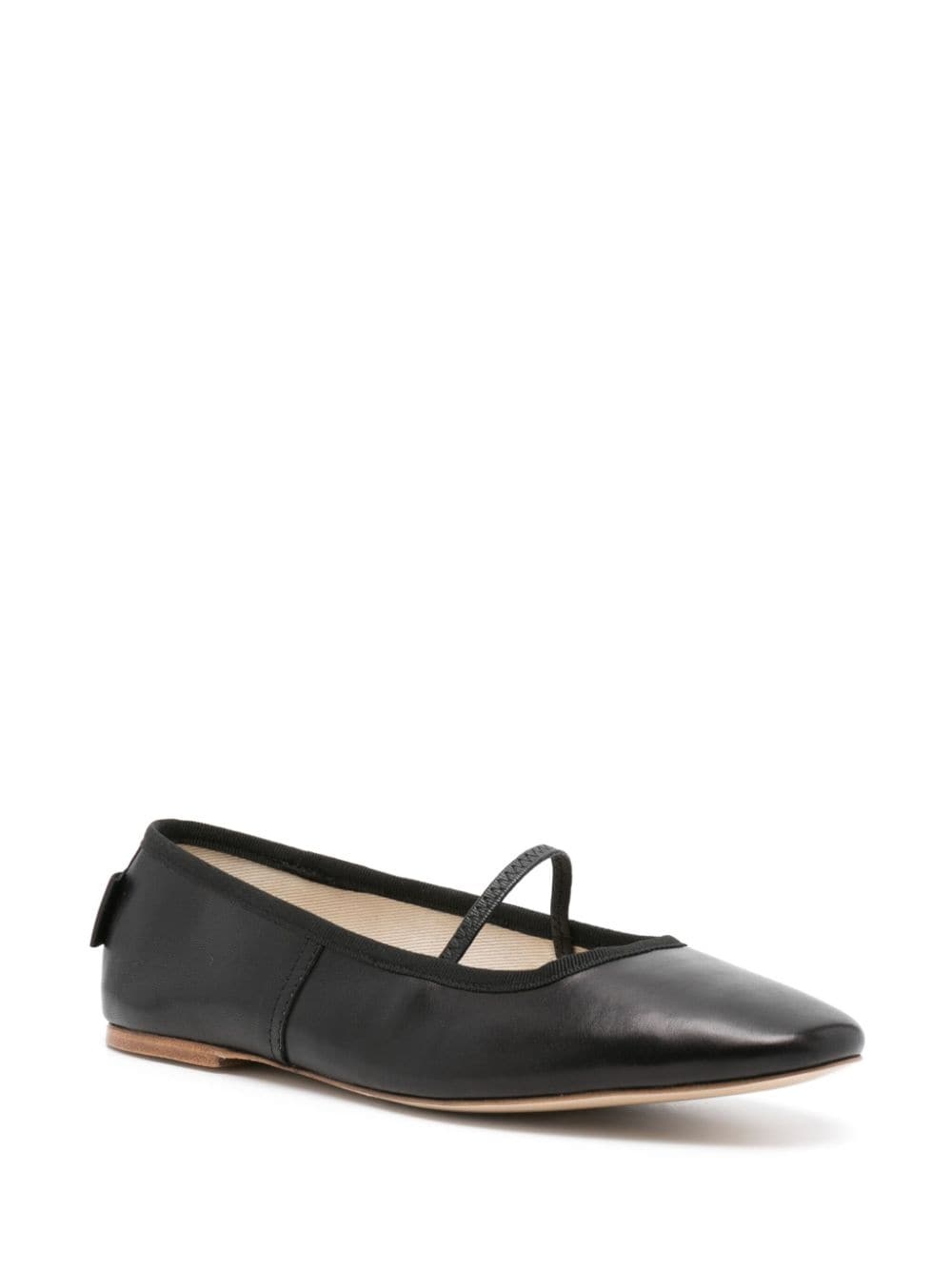 round-toe leather ballerina shoes - 2