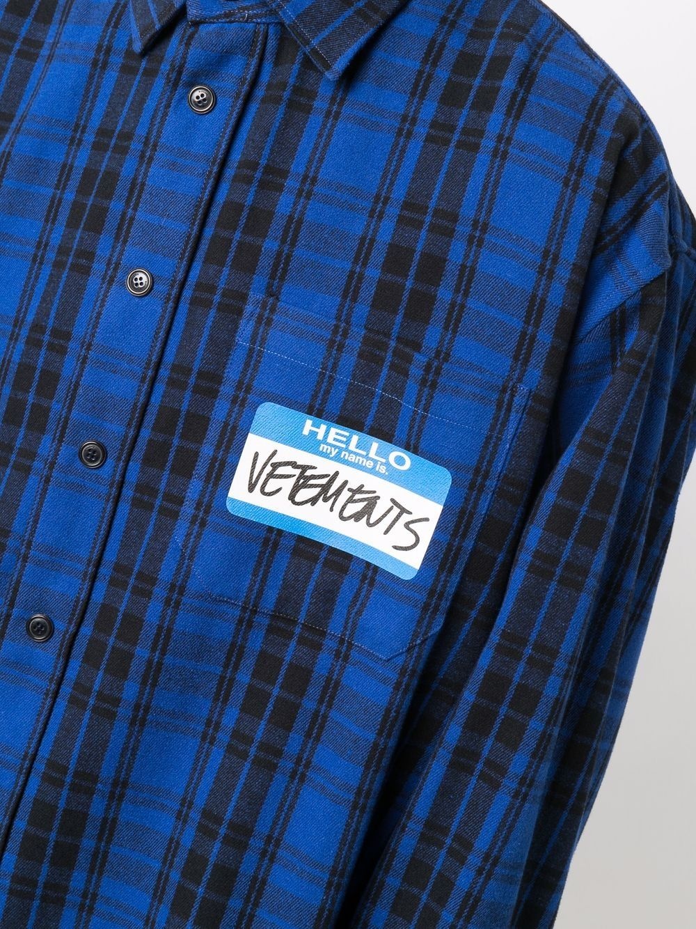 logo-patch check-print shirt - 6