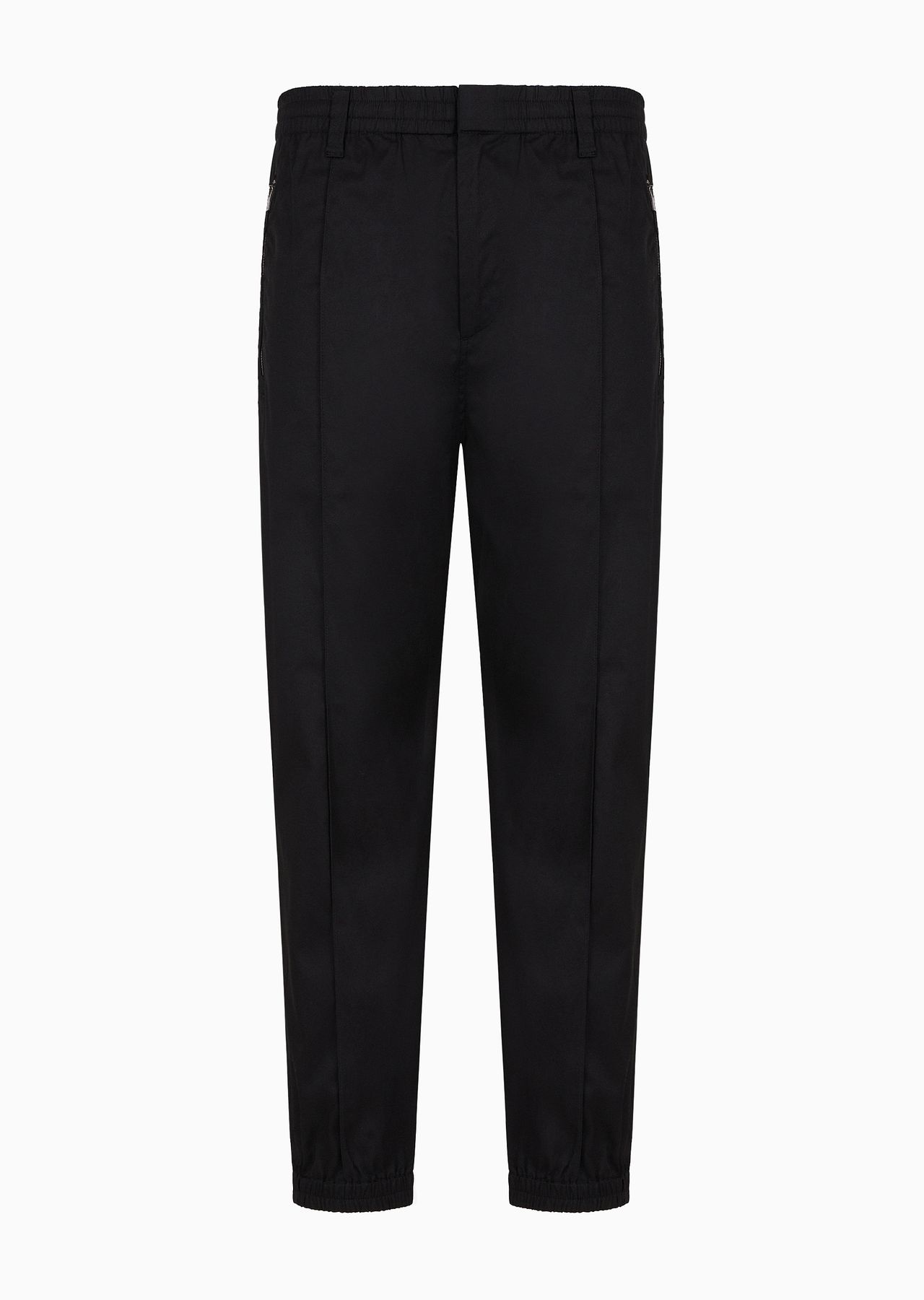 Comfortable cotton twill trousers with centre crease and stretch cuffs - 1