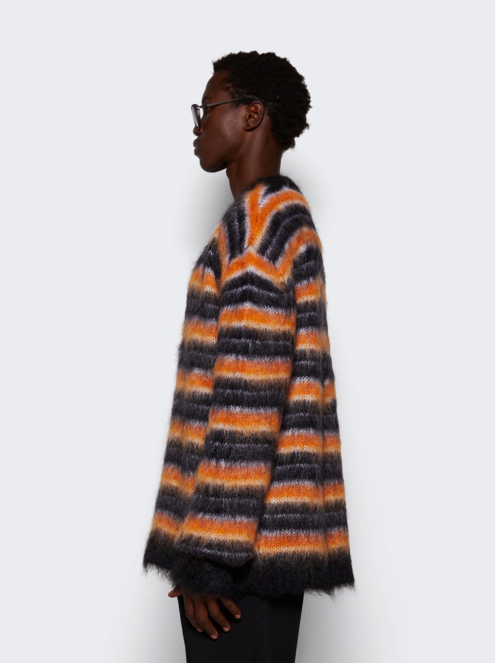 Long Sleeve Mohair Sweater Black - 4