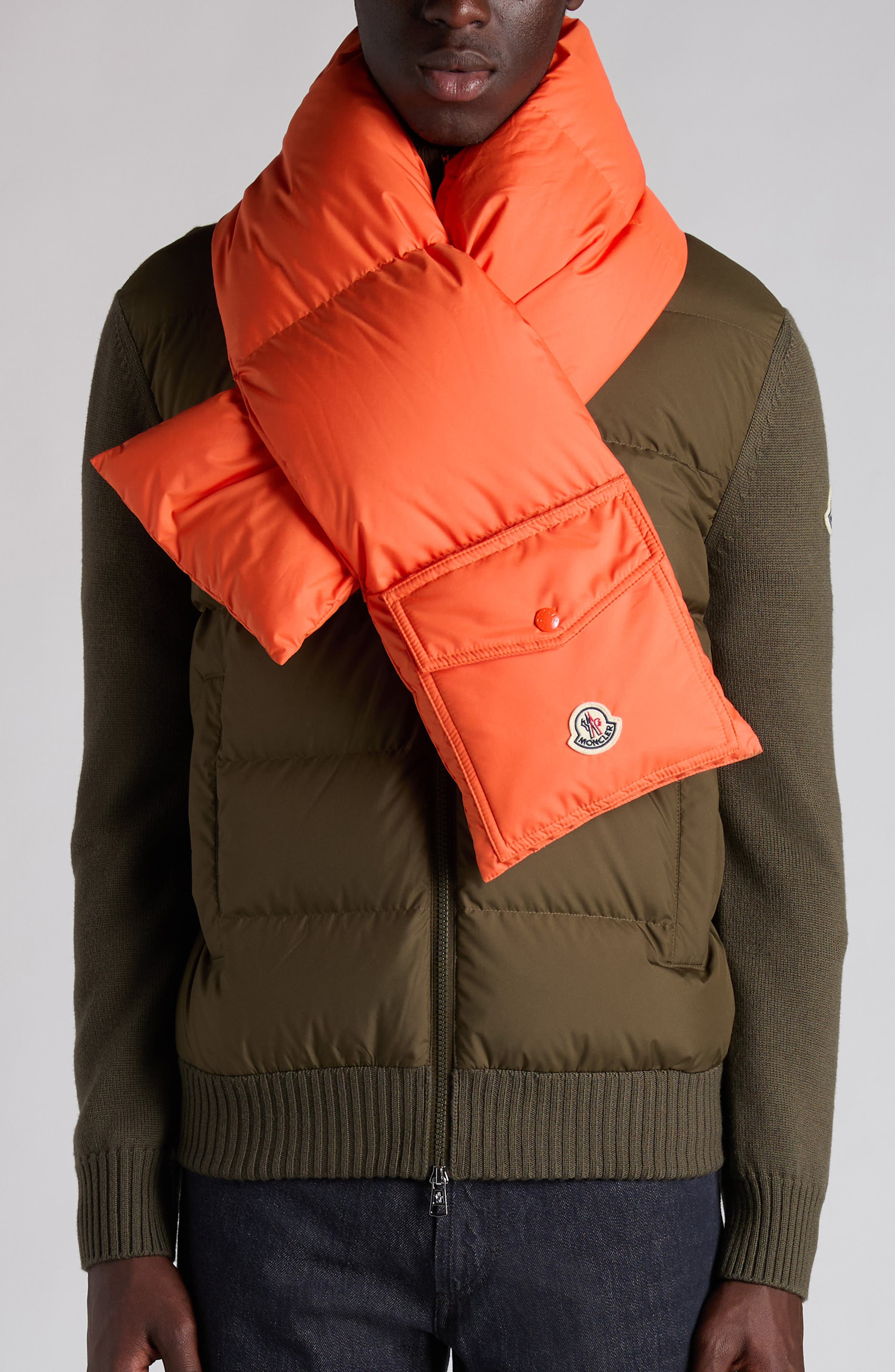 Moncler Down Puffer Scarf in Mandarin Orange at Nordstrom - 2