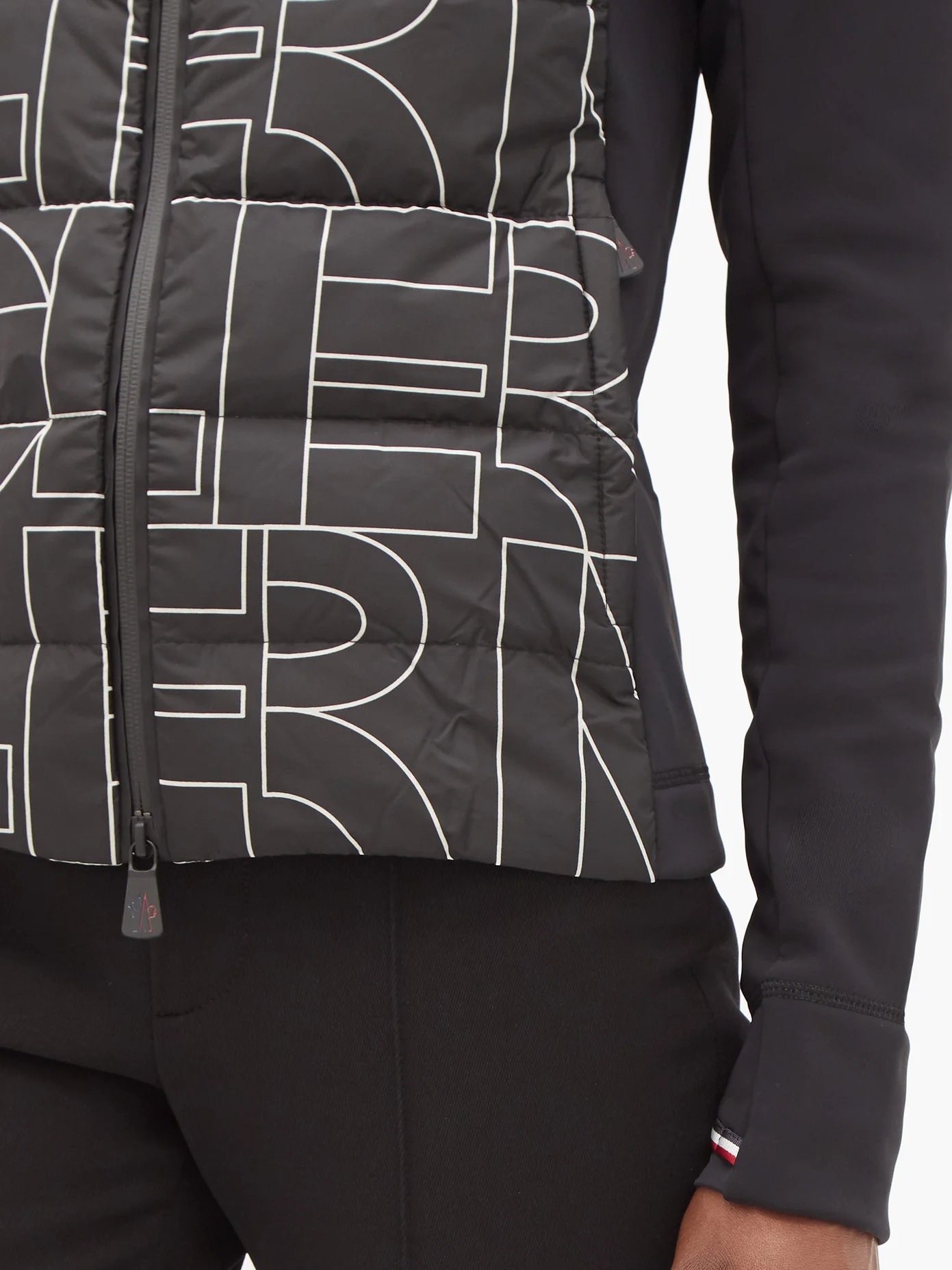 Logo-print jersey-sleeve mid-layer down jacket - 4