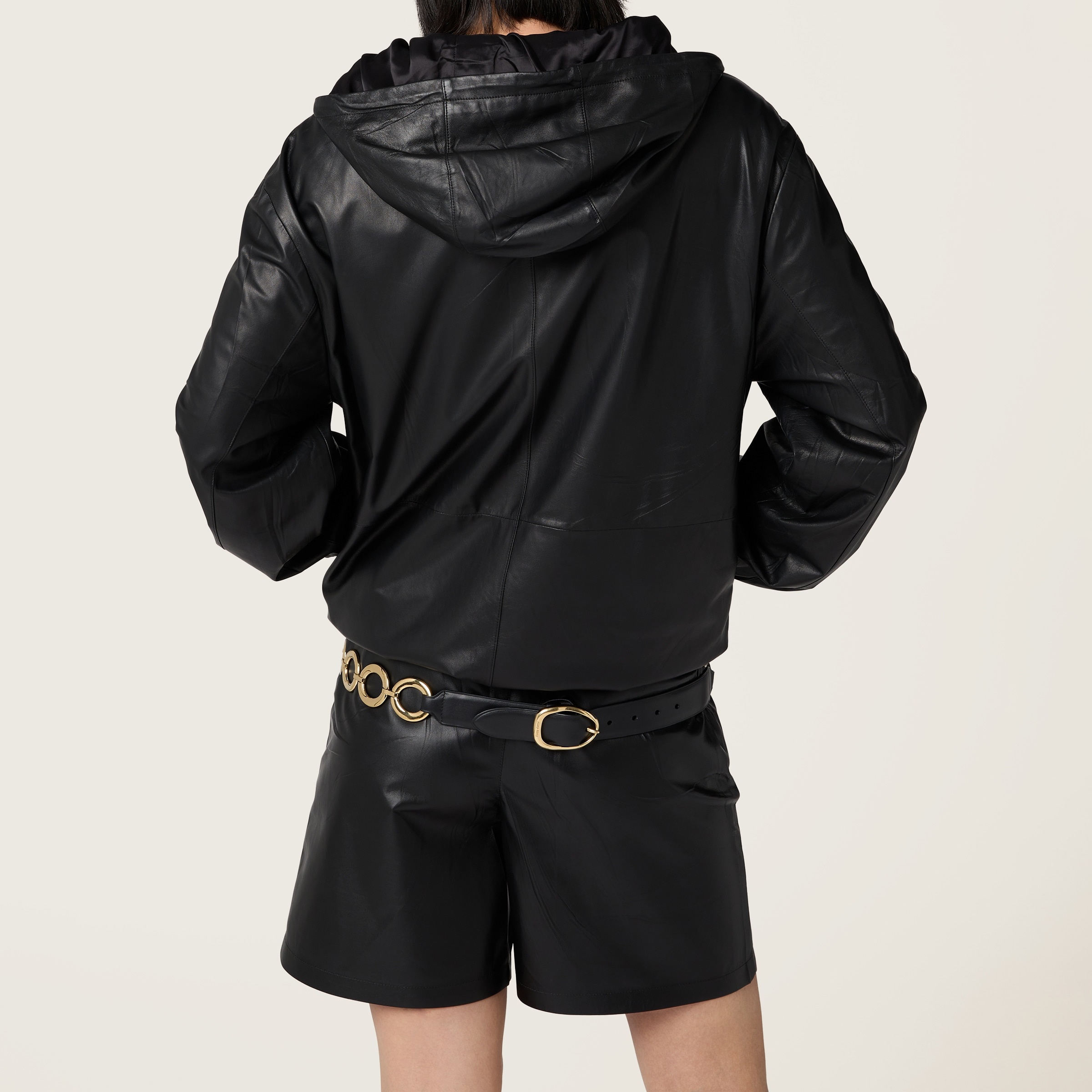 Nappa leather hoodie jacket - 3