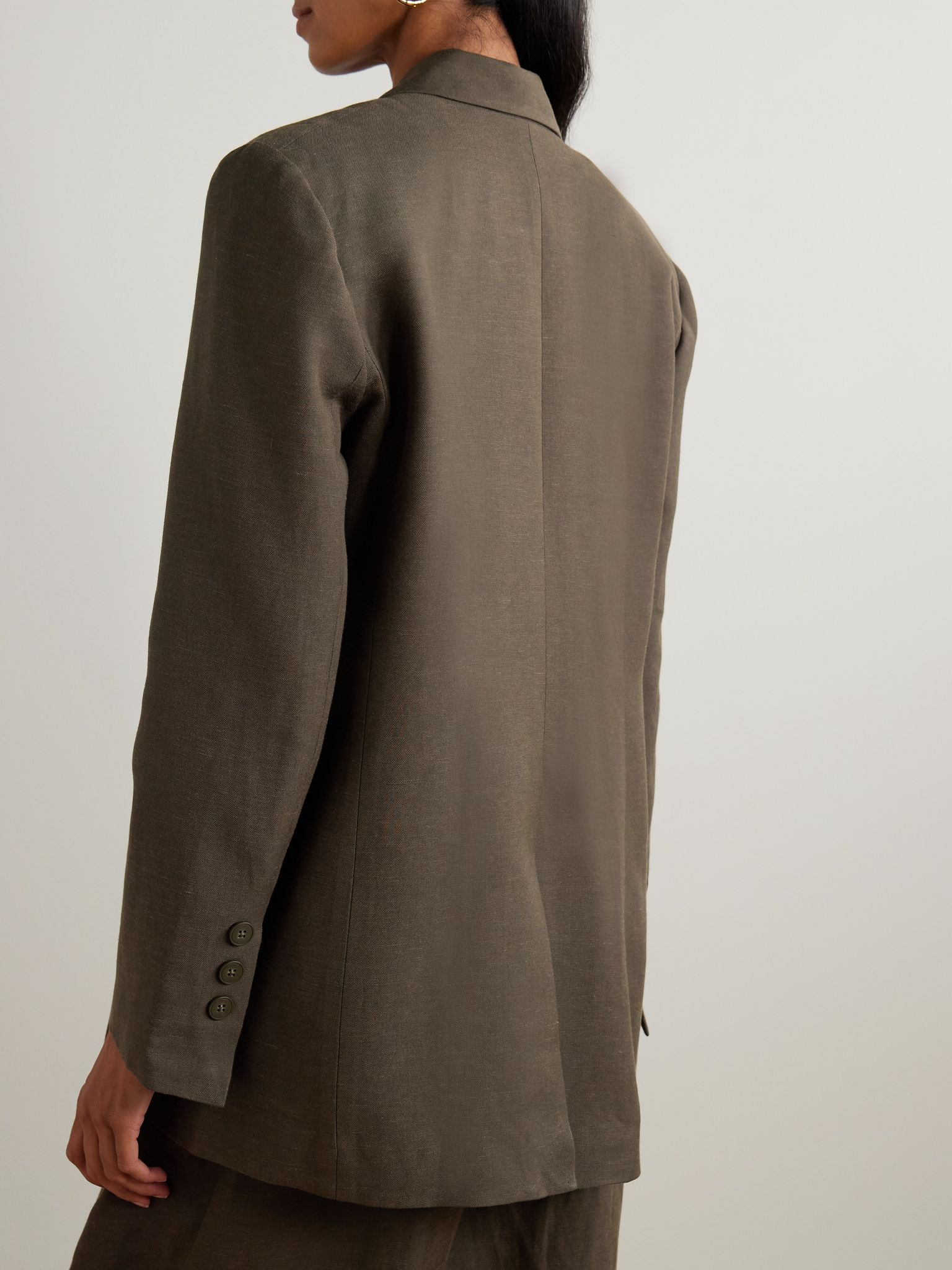 Felix oversized woven blazer Dark green - 4