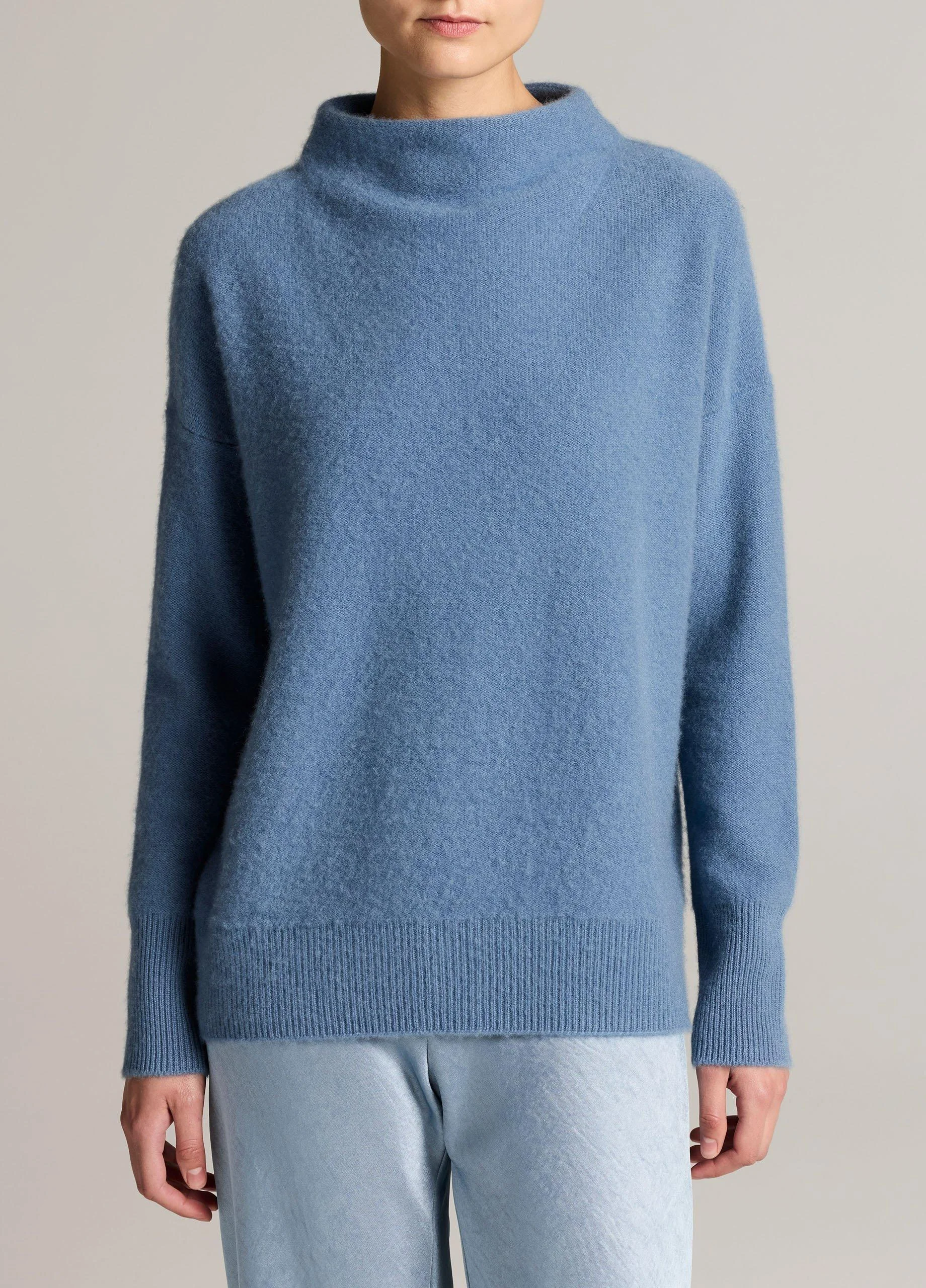 Plush Cashmere Funnel-Neck Sweater - 1