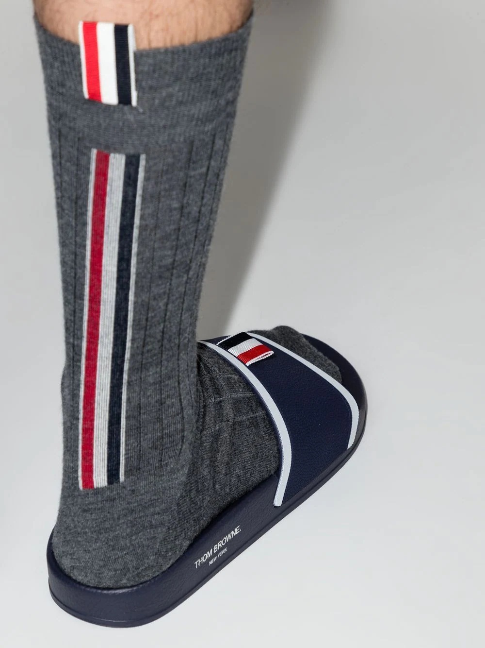 grosgrain-trim terrycloth slides - 3