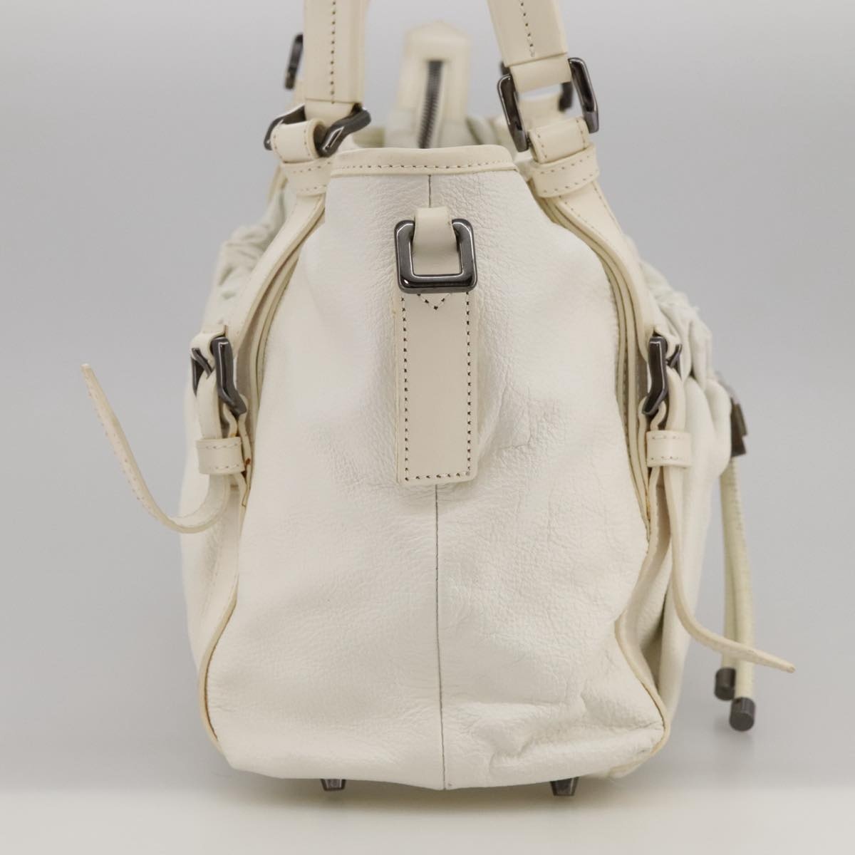 Burberry Tote Bag Leather White - 4