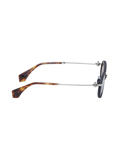 Vivienne Westwood Black & Silver Oval Sunglasses outlook