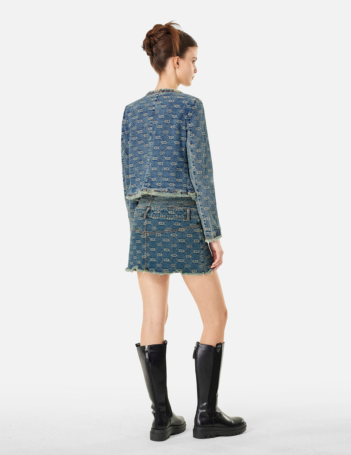 2-IN-1 ALLOVER LOGO JACQUARD REGULAR FIT DENIM SKIRT - 4