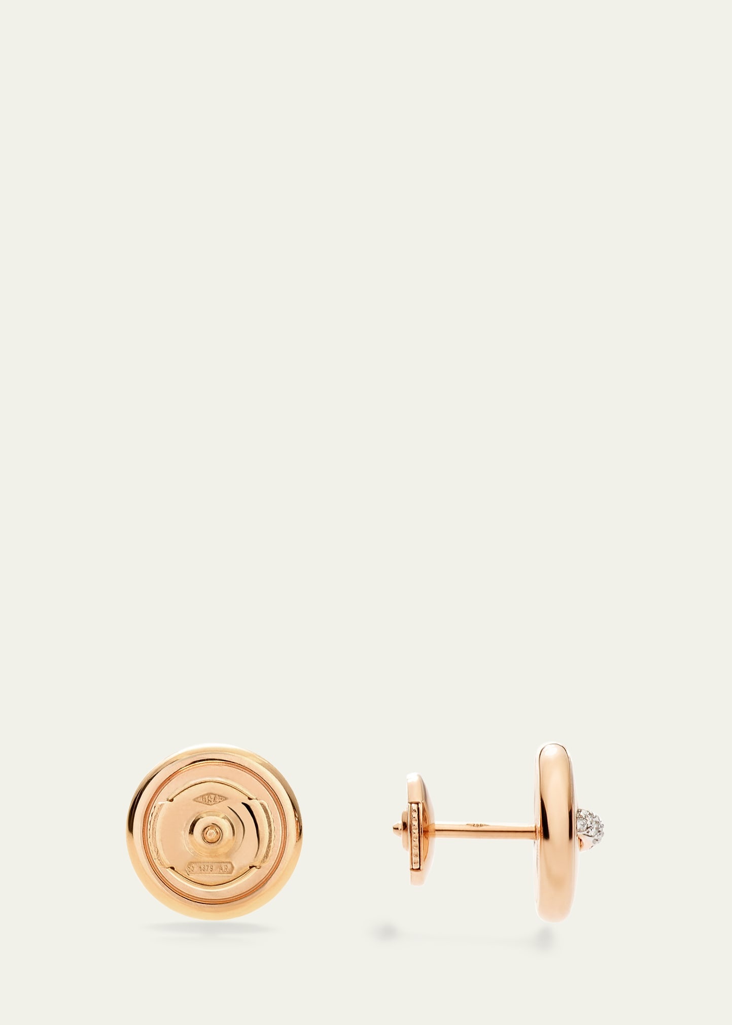 Pom Pom Dot 18K Rose Gold Diamond Button Earrings - 3