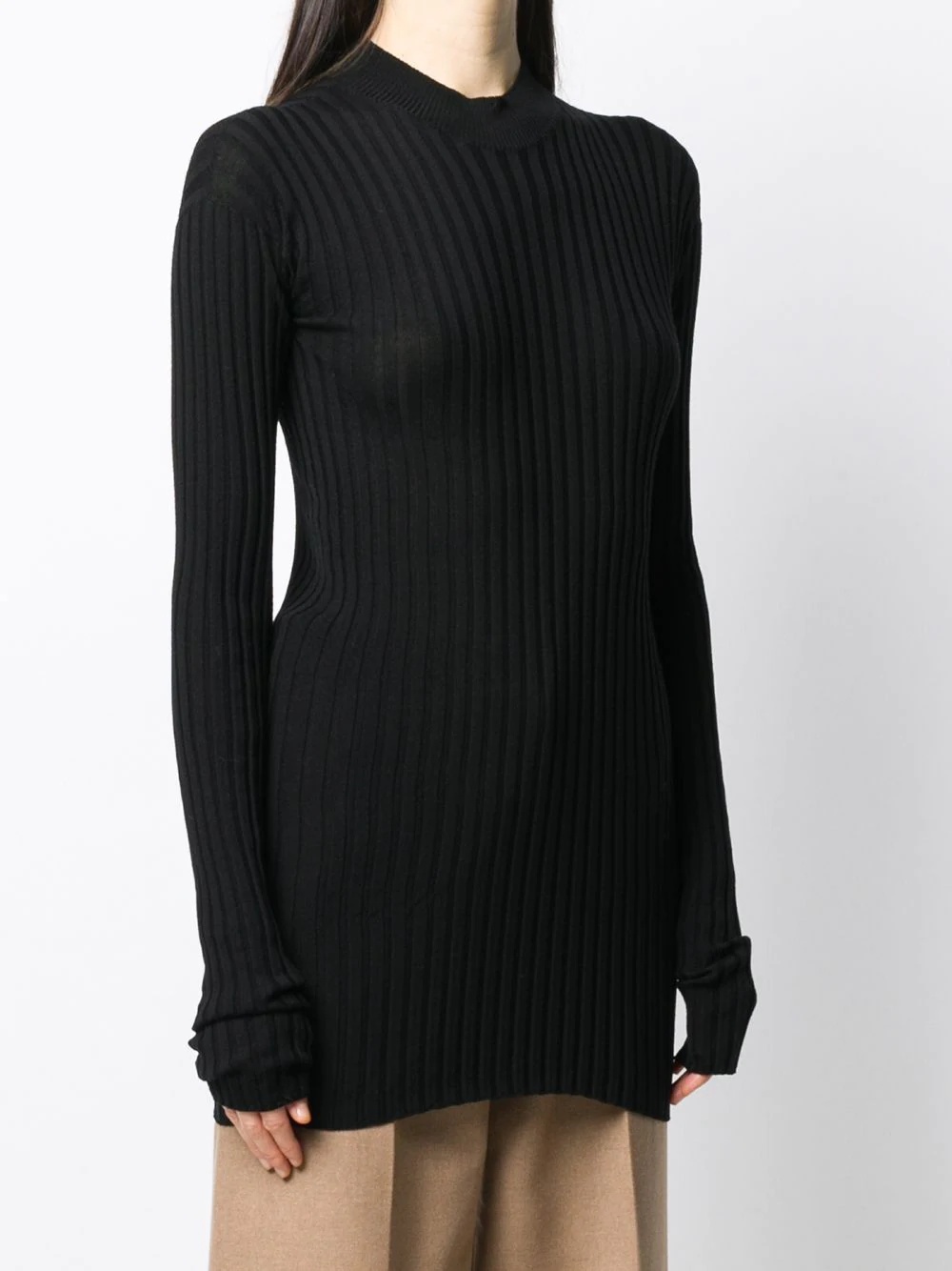 mock-neck ribbed jumper - 3