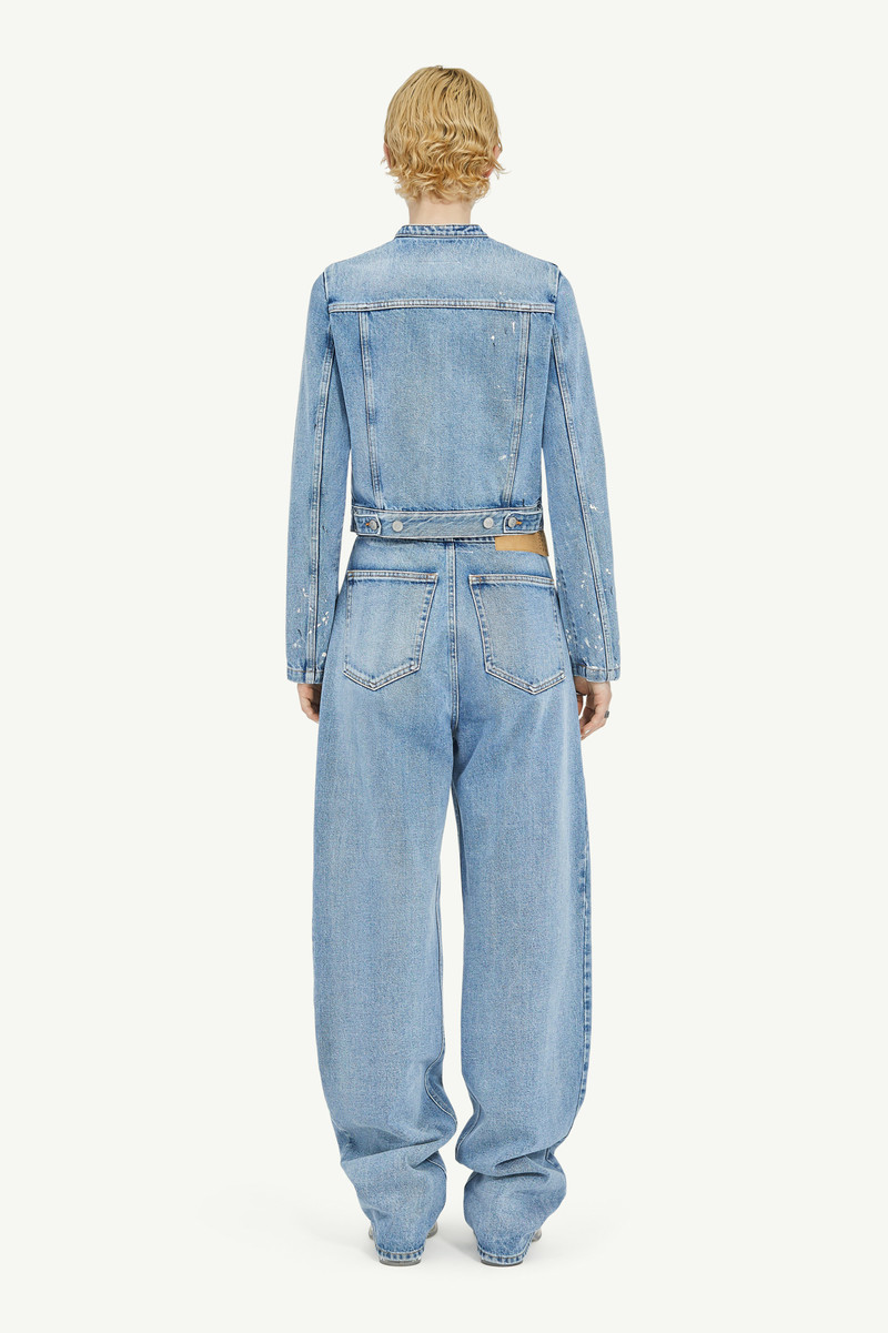Collarless Denim Jacket 4