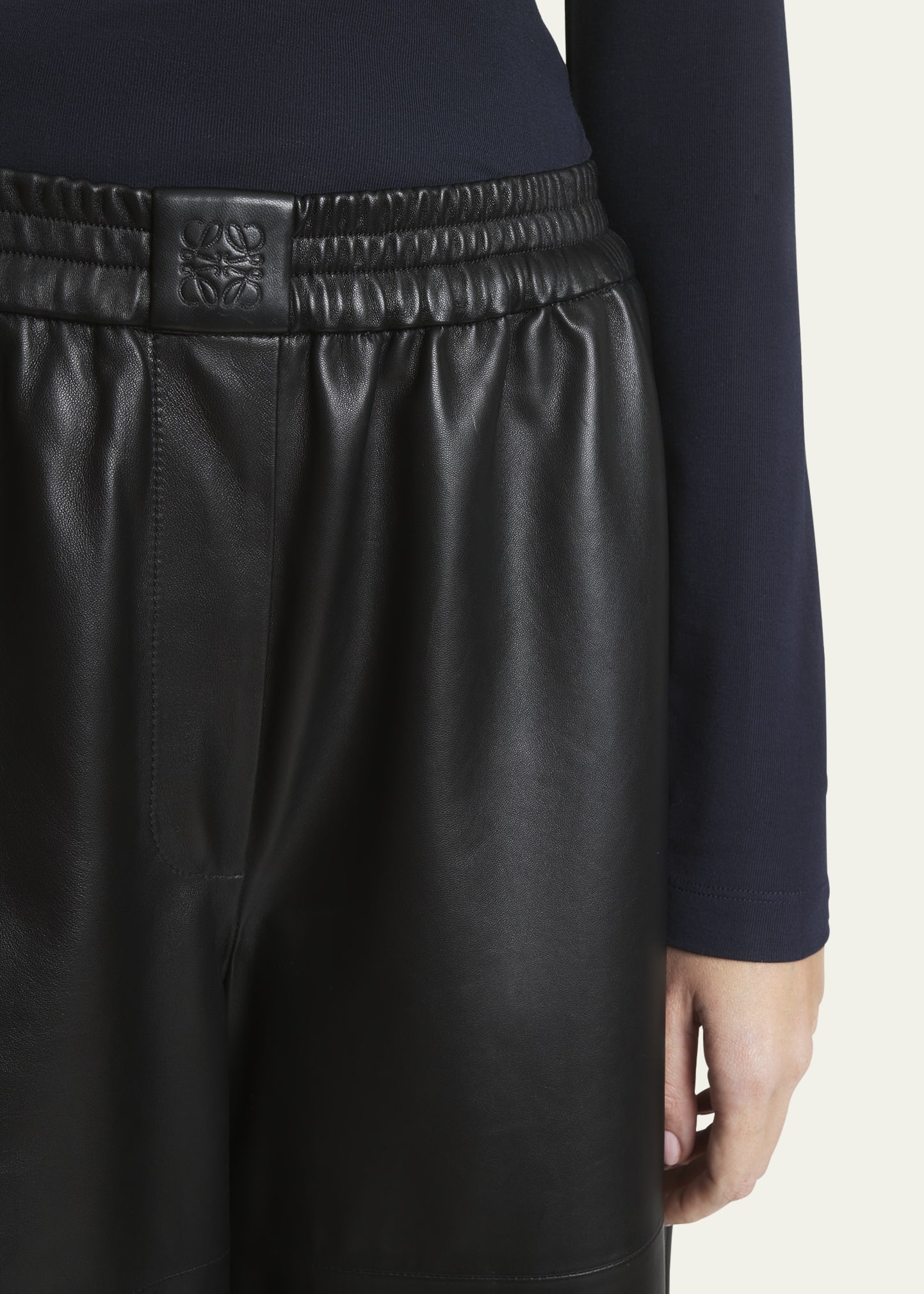Cropped Leather and Suede Trousers - 5
