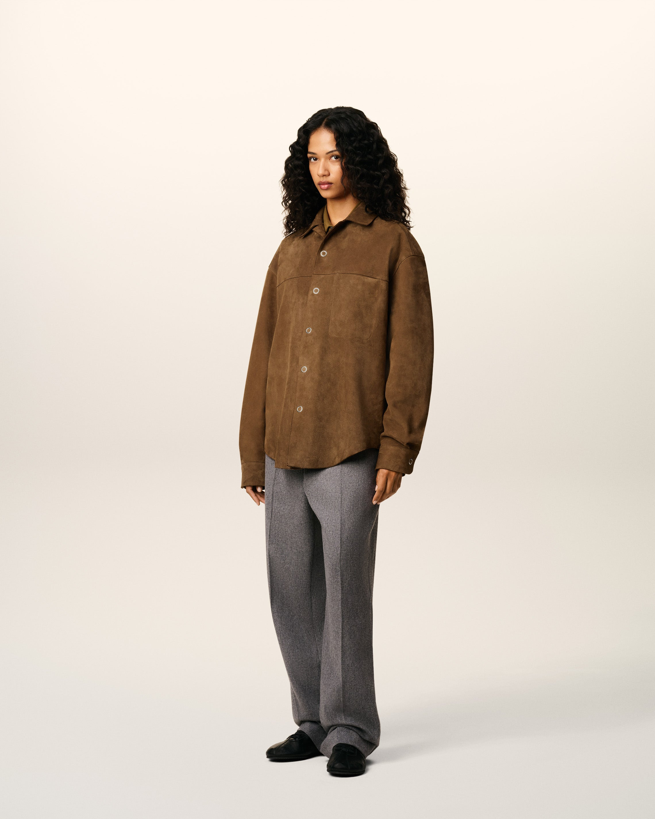 BROWN LEATHER OVERSHIRT - 6