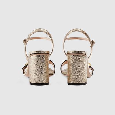 GUCCI Metallic laminate leather mid-heel sandal outlook