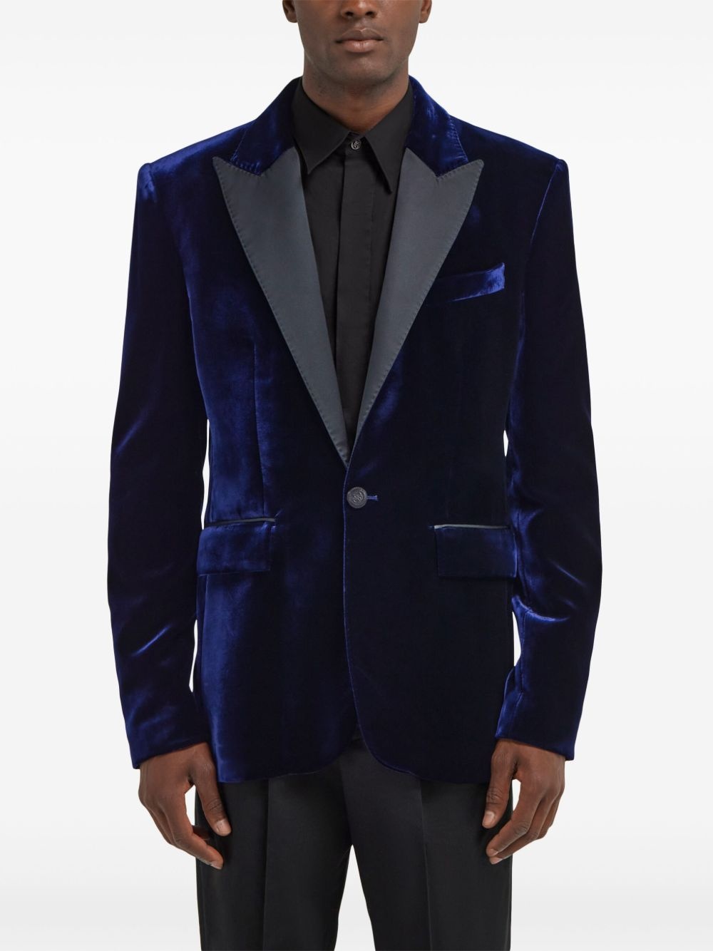 velvet slim fit blazer - 3