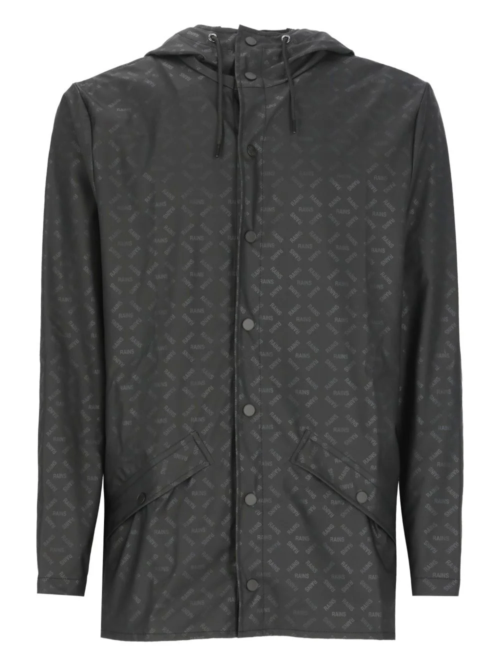 logo-pattern hooded jacket - 1