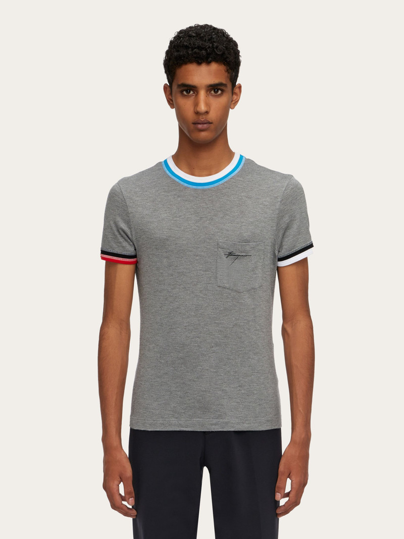 FERRAGAMO T-shirt with color block trims outlook