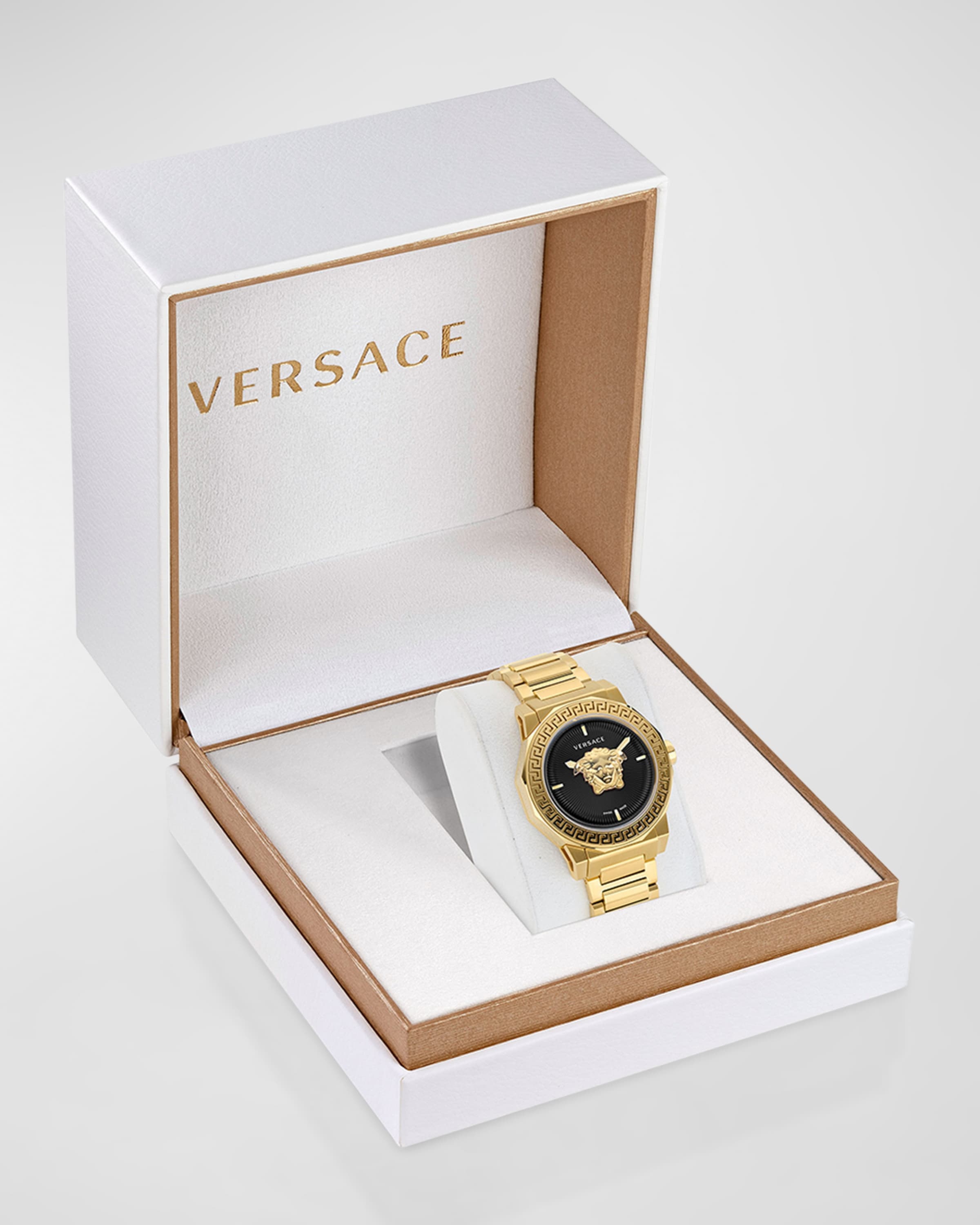 38mm Medusa Deco Watch with Bracelet Strap, Gold Plated - 5