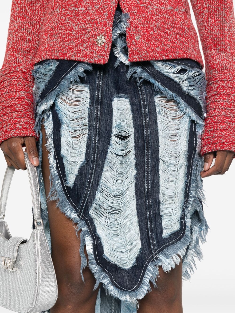 shredded mini skirt - 5