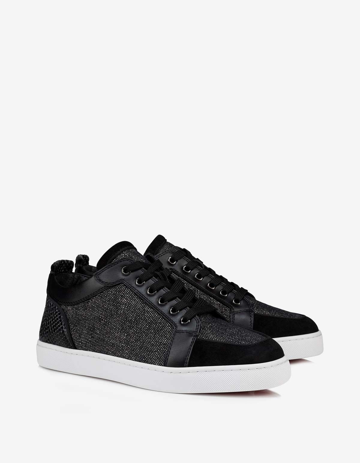 Christian Louboutin Rantulow Black Linen Trainers - 1