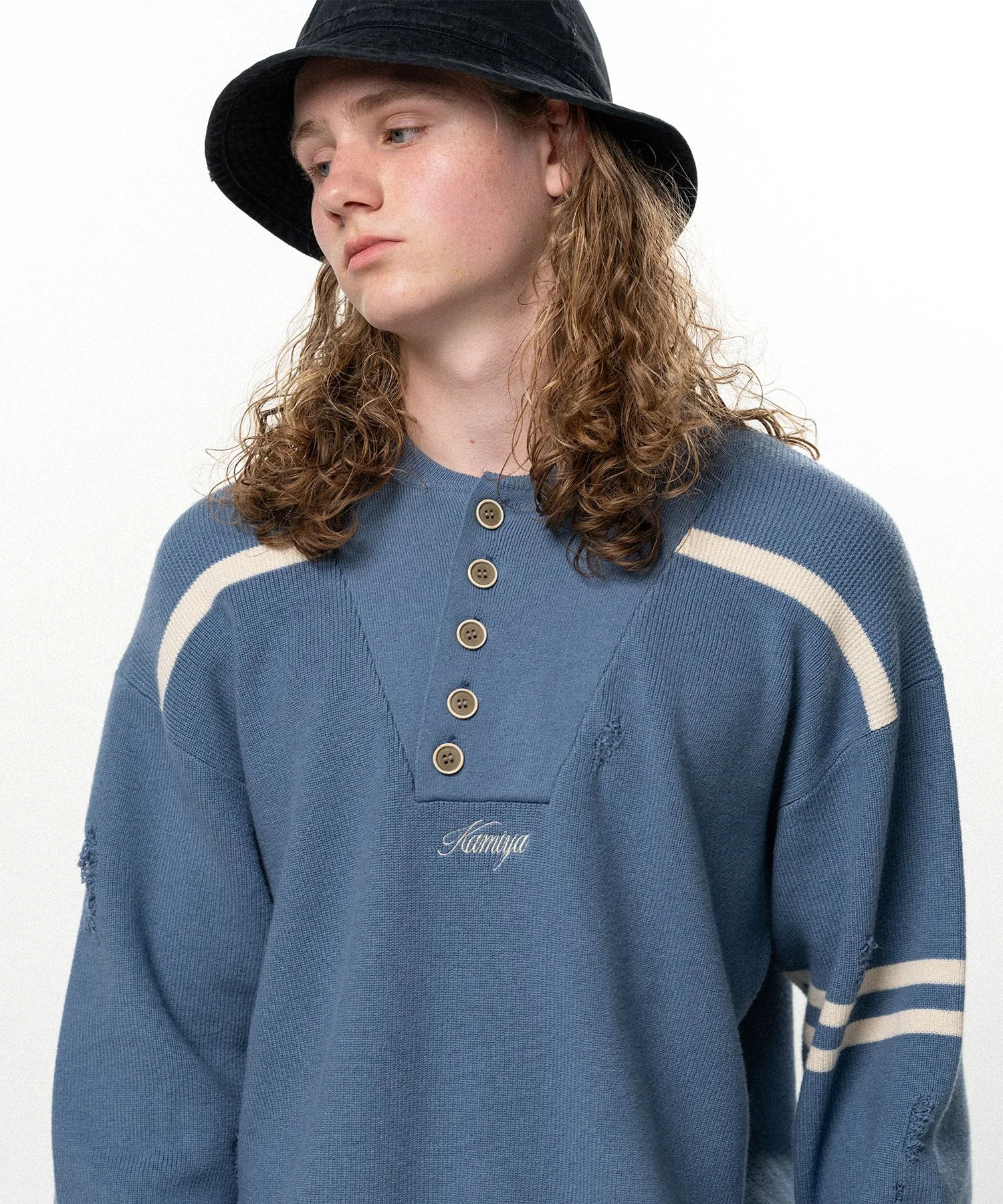 Embroidered Army Henley Knit - 1