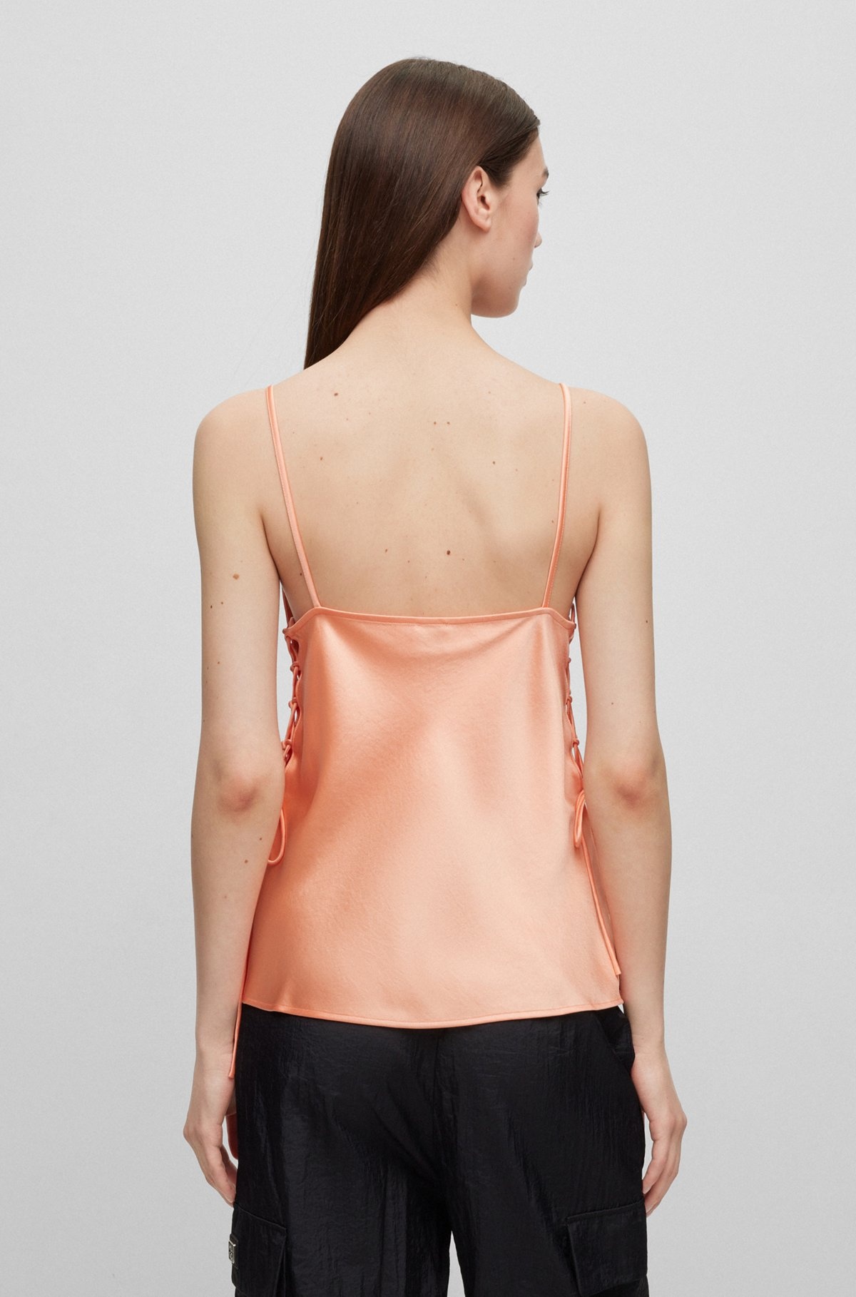 STRAPPY CAMISOLE IN SATIN WITH SIDE LACES - 4