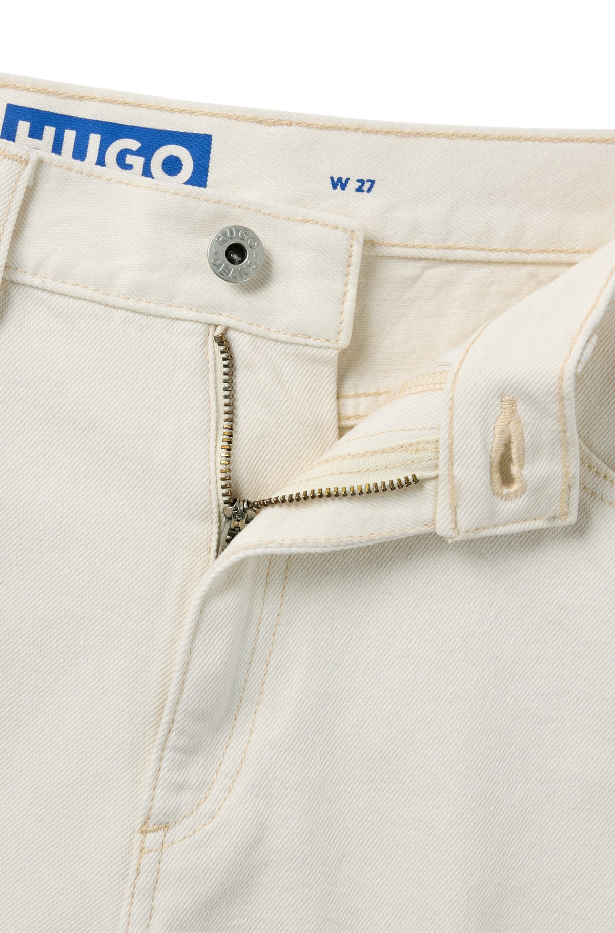 ECRU DENIM SHORTS WITH RAW HEM - 6