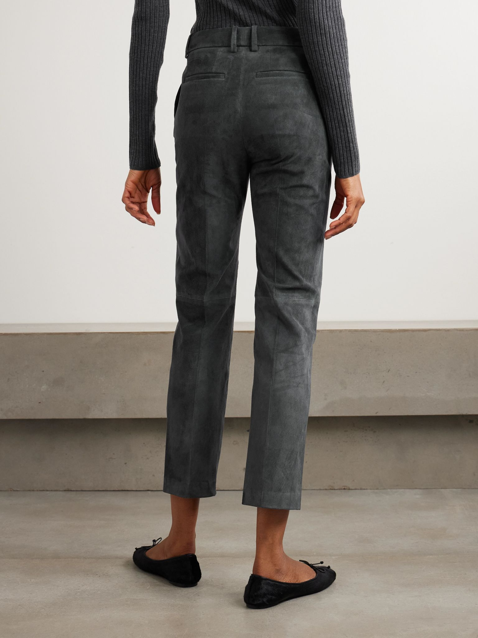 Coleman stretch-suede slim-leg pants Charcoal - 4
