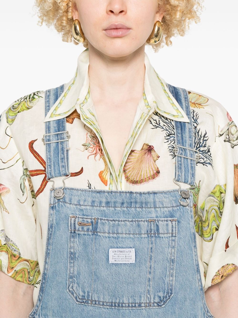 logo-patch dungarees - 5