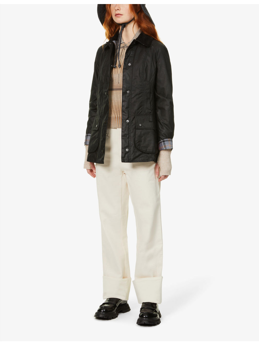 Beadnell tartan-lined waxed-cotton jacket - 2