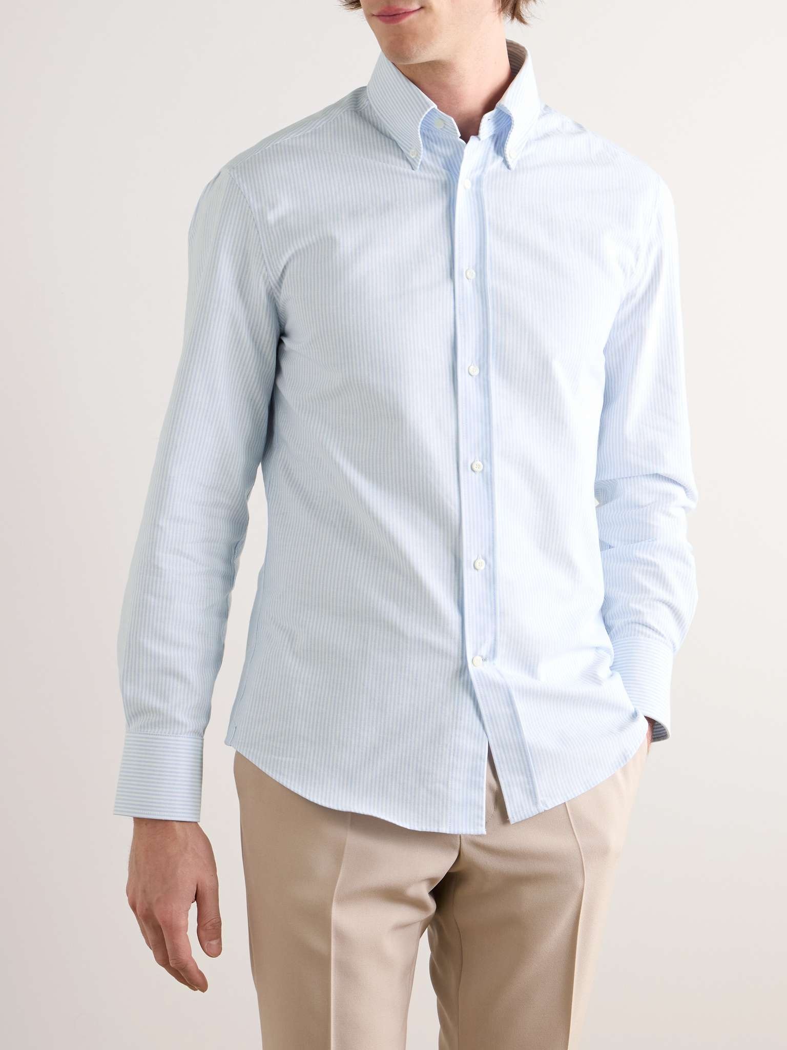 Button-Down Collar Striped Cotton Oxford Shirt - 3