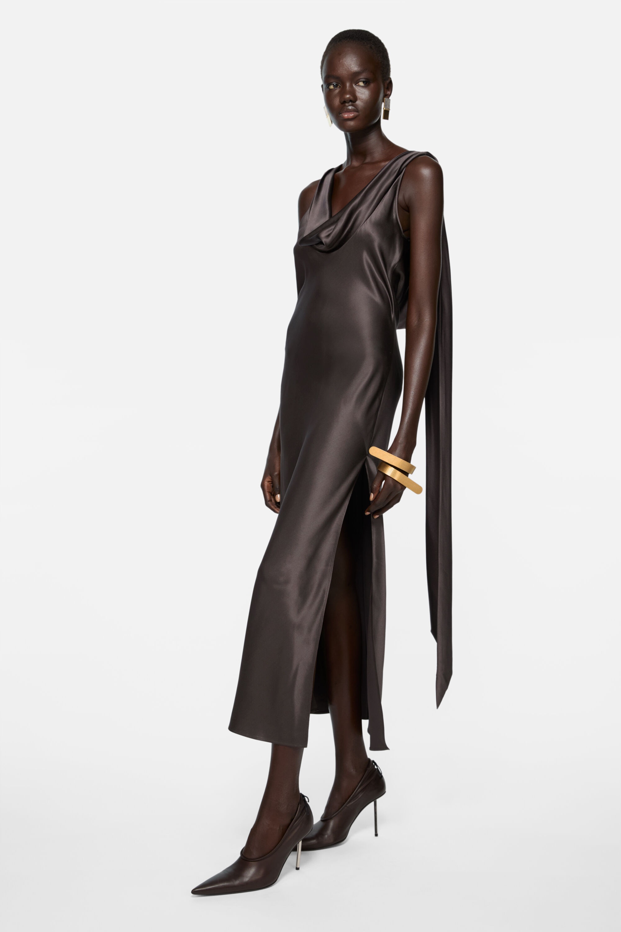 Satin dress - Graphite grey - 2