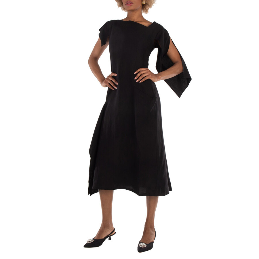 Yohji Yamamoto Black Asymmetric Dress, Brand Size 1 (X-Small) - 4