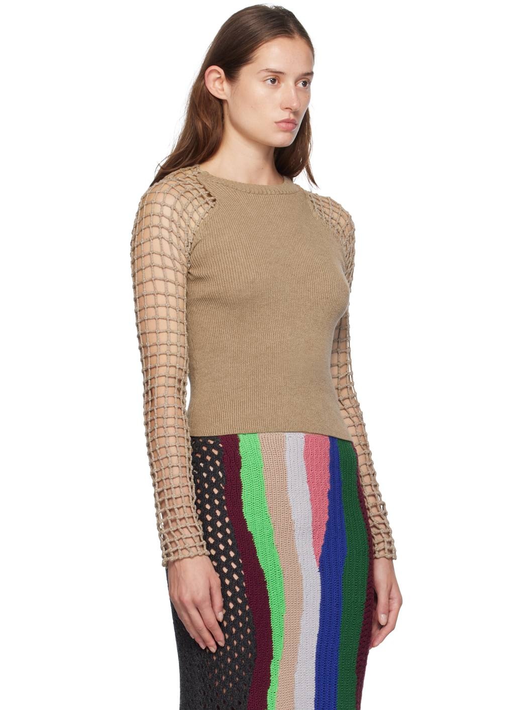 Brown Spider Net Long Sleeve T-Shirt - 2