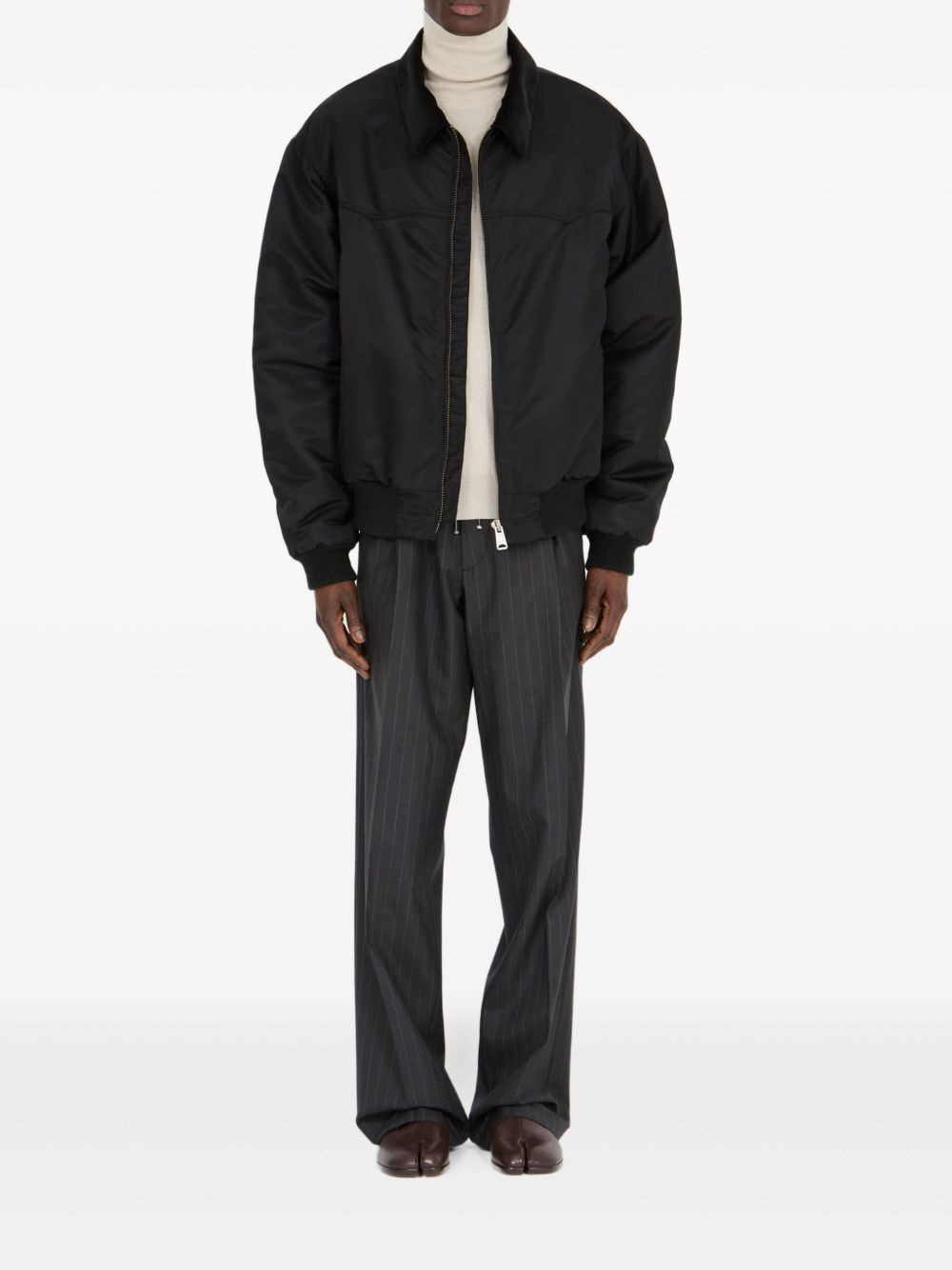 zip-up cutaway-collar jacket - 3