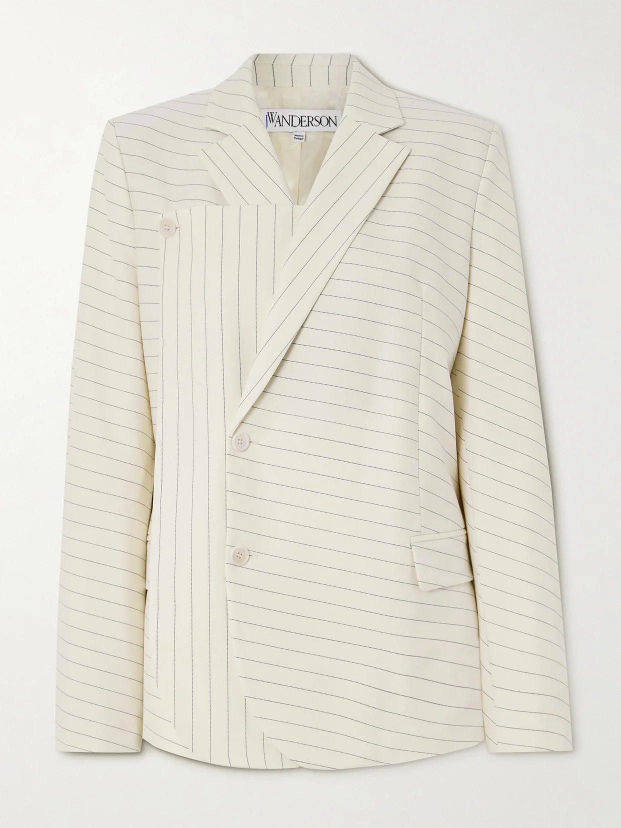 Paneled Striped Wool-blend Drill Blazer - 1