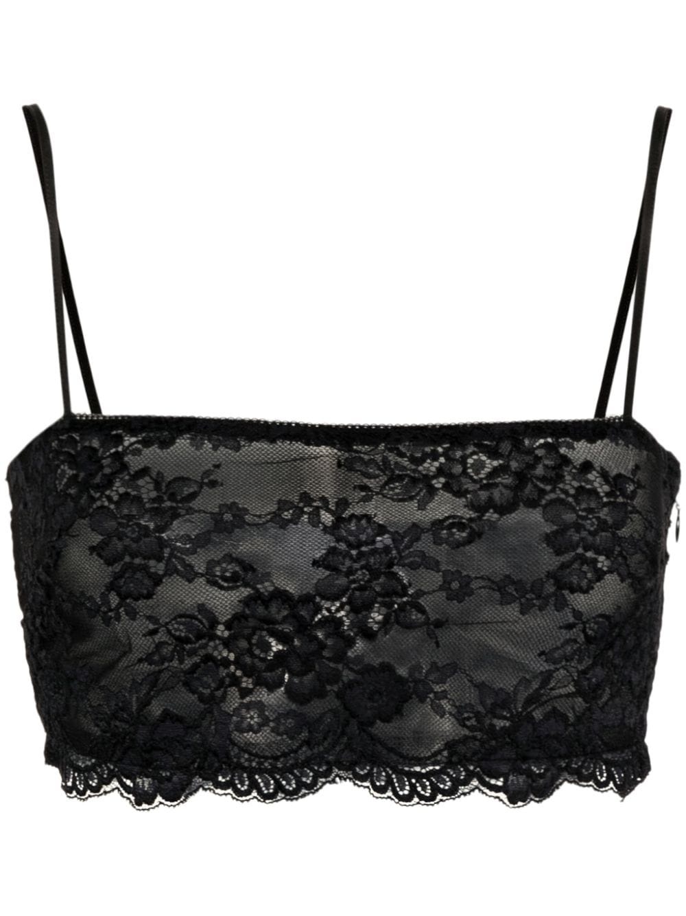floral-lace crop top - 1