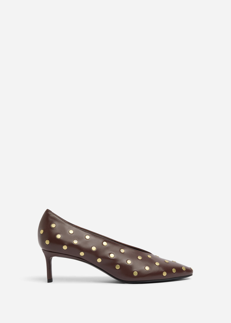 Studded Kitten Heel in Calf Skin Leather 1