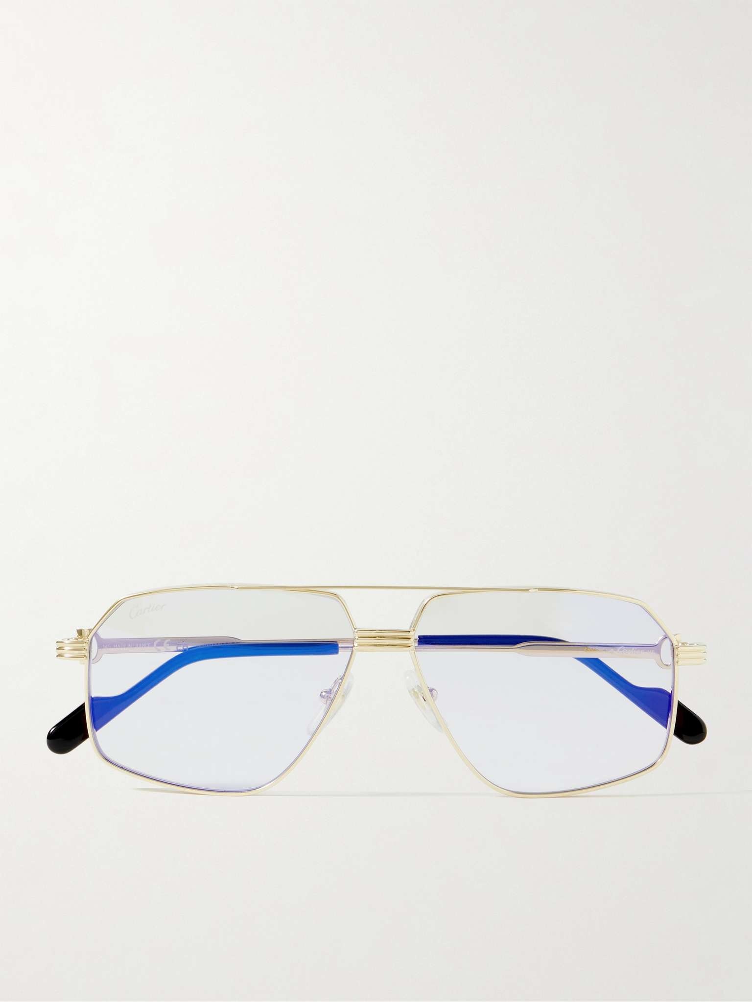 Aviator-Style Gold-Tone Titanium Optical Glasses - 1