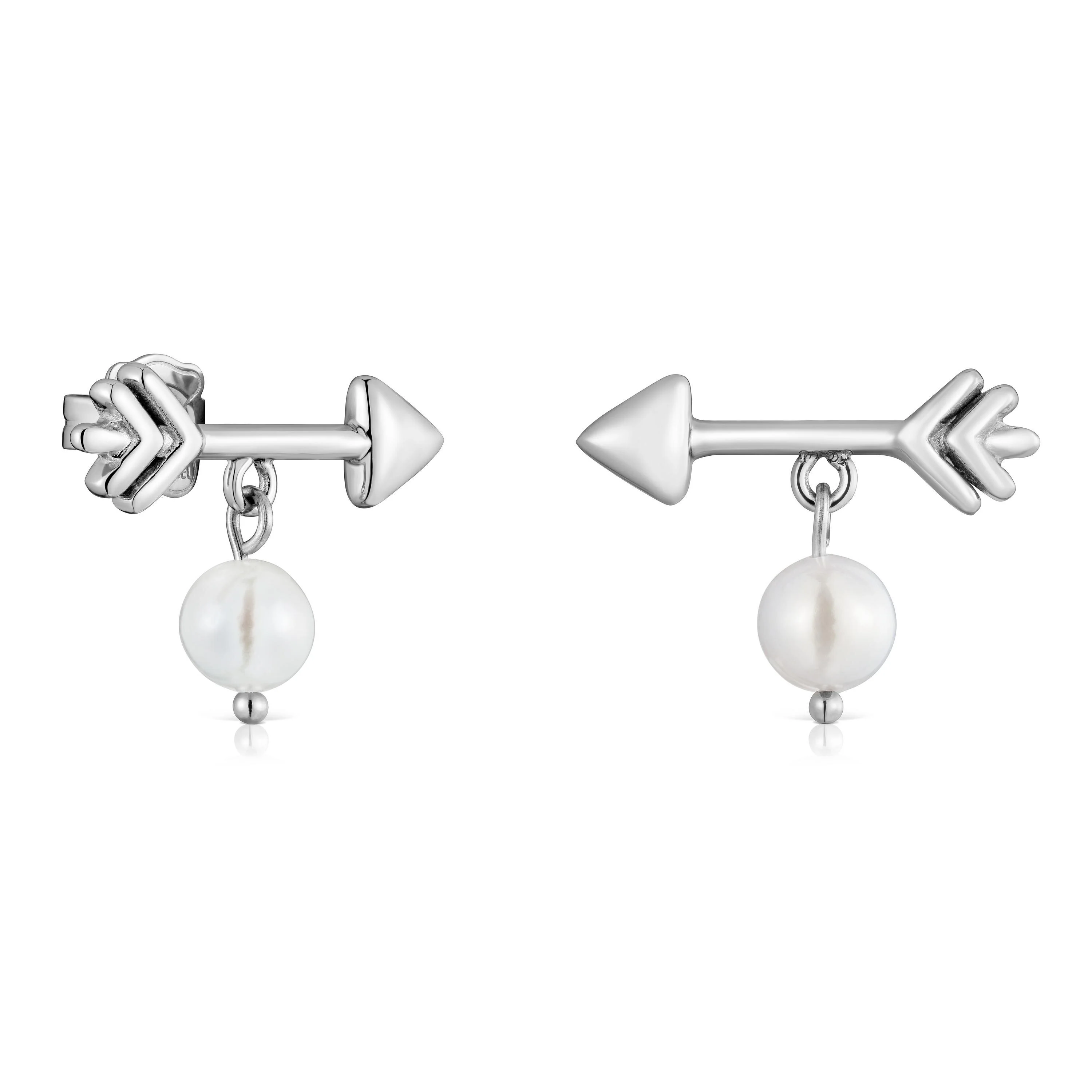 Steel and cultured pearl Arrow earrings TOUS Charming - 1
