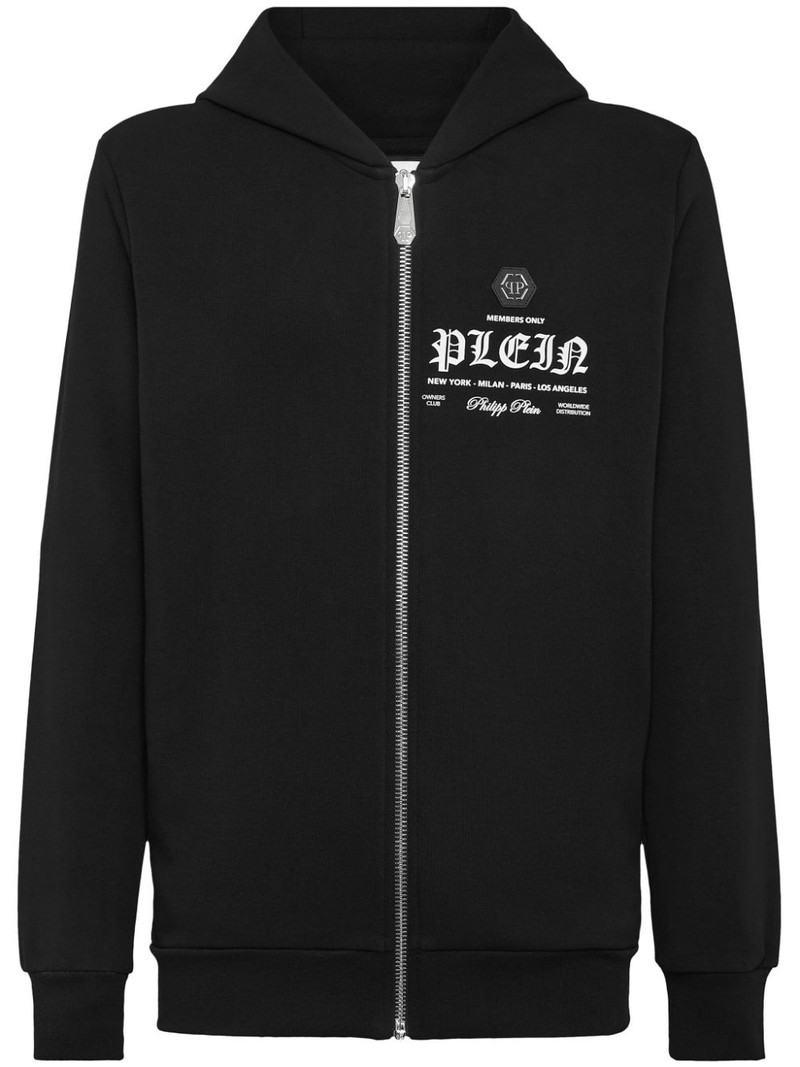 logo-print zipped hoodie 1
