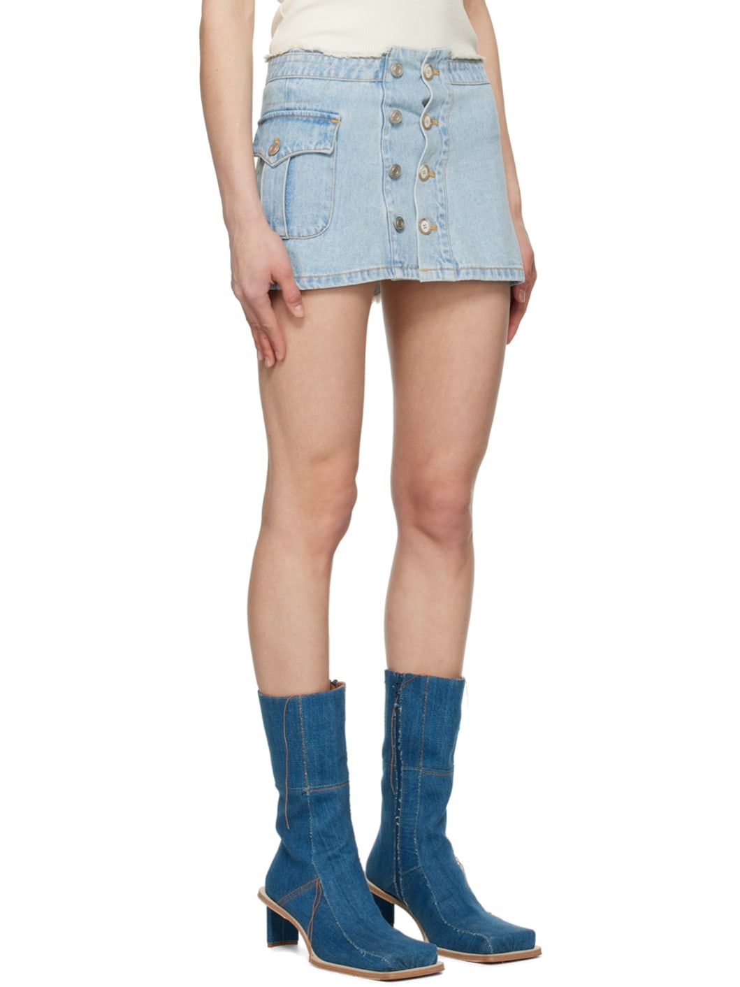 Blue Apron Wrap Denim Miniskirt - 2