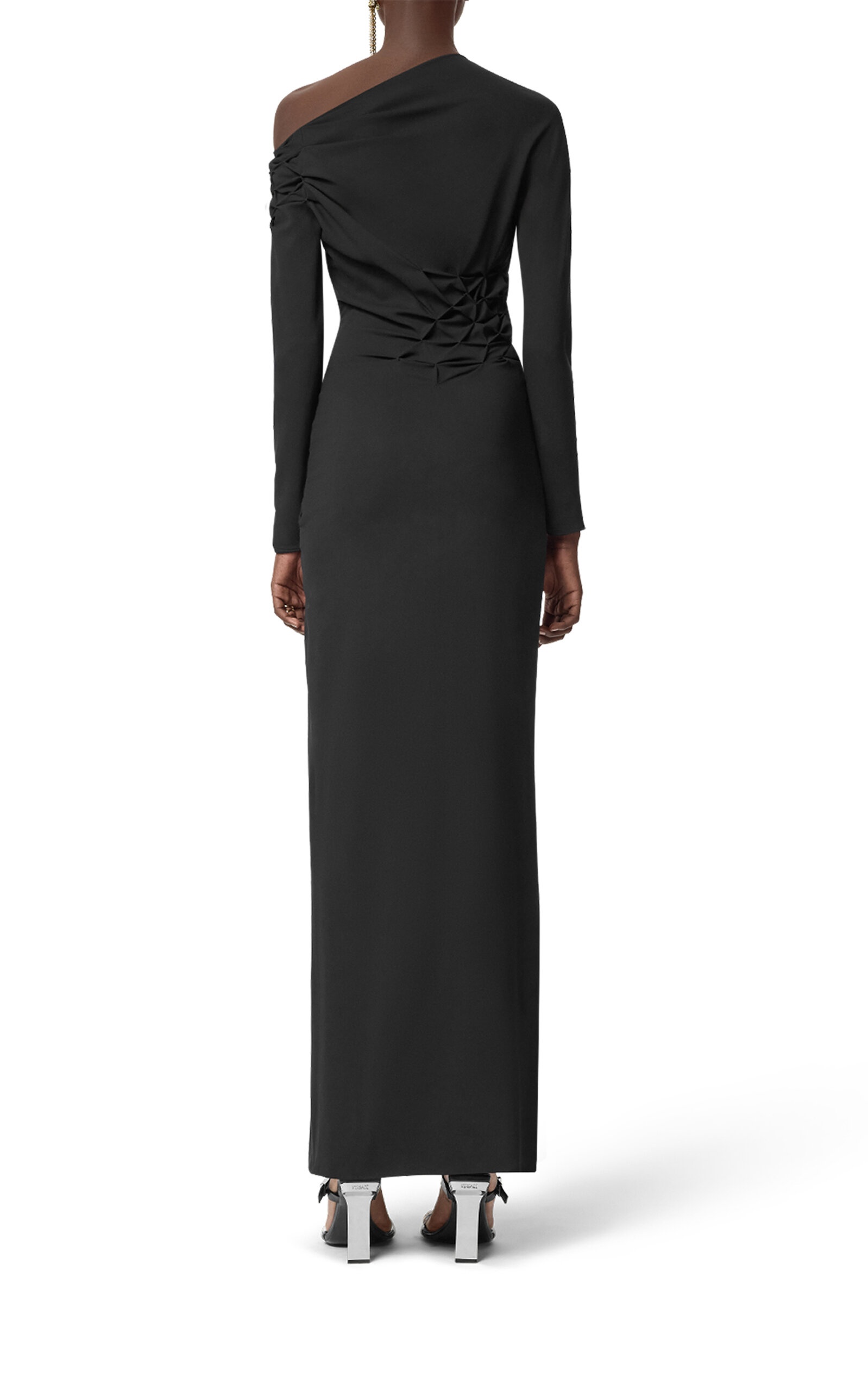 Draped Stretch-Knit Maxi Dress black - 3