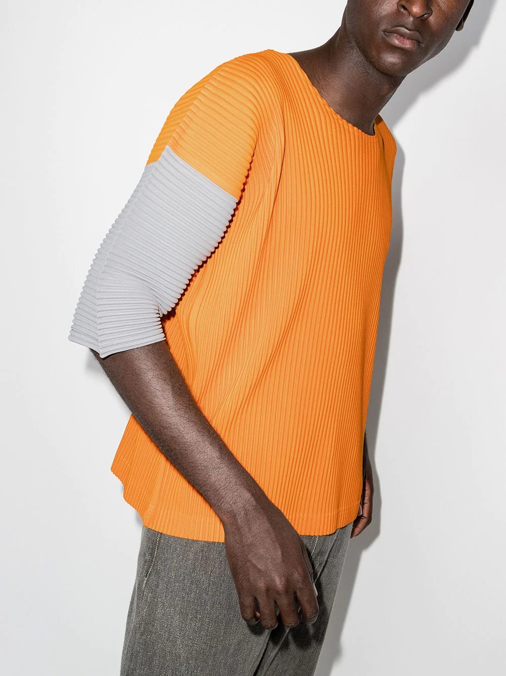 colour-block plissé T-shirt - 2