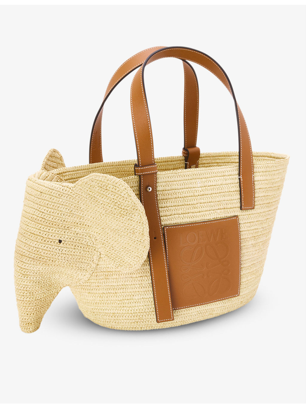 Elephant raffia and leather shoulder bag - 3